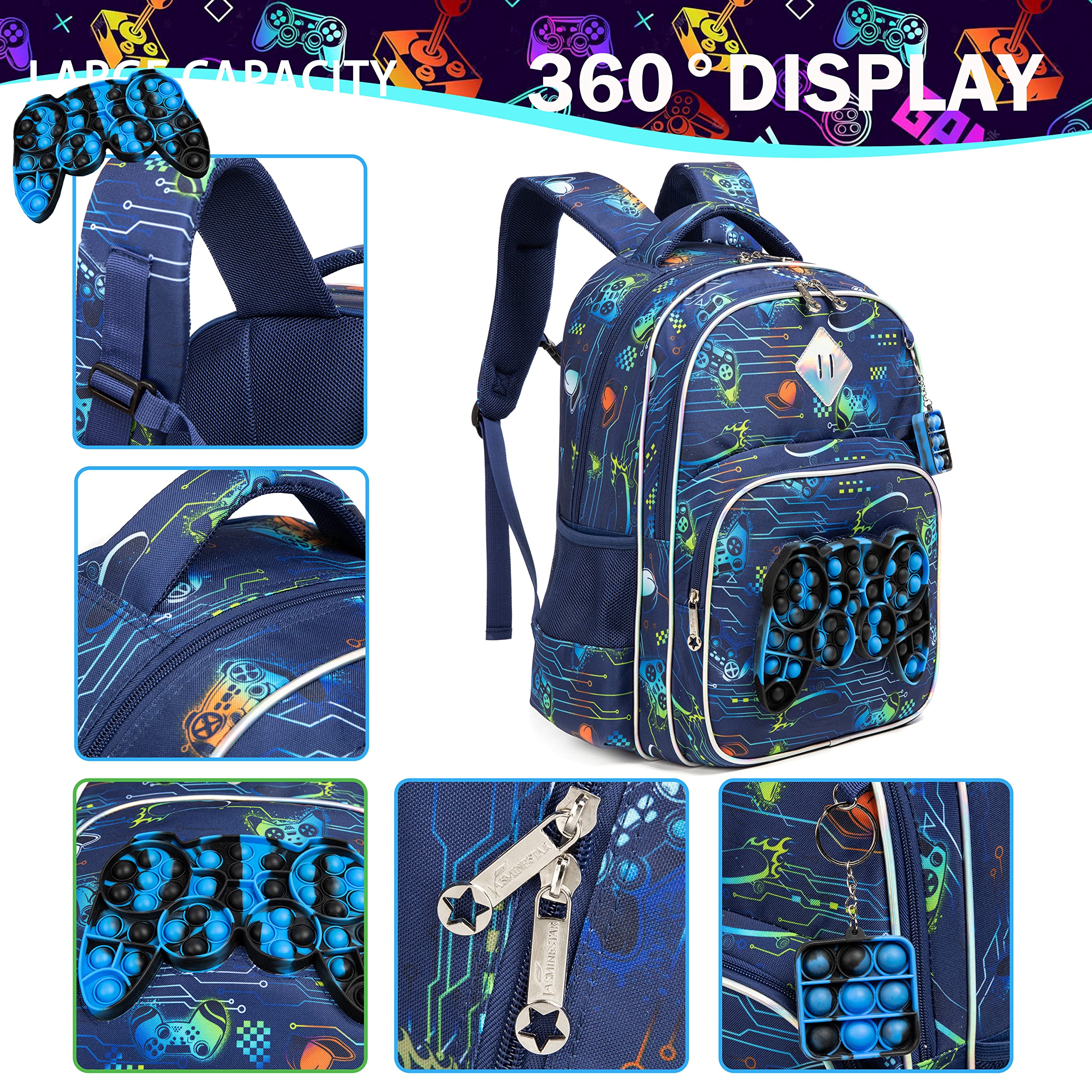 Meetbelify Backpack for Boys School Bag with Lunch Box for Elementary Kindergarten Kids Backpack Set for Boys Age 6-8