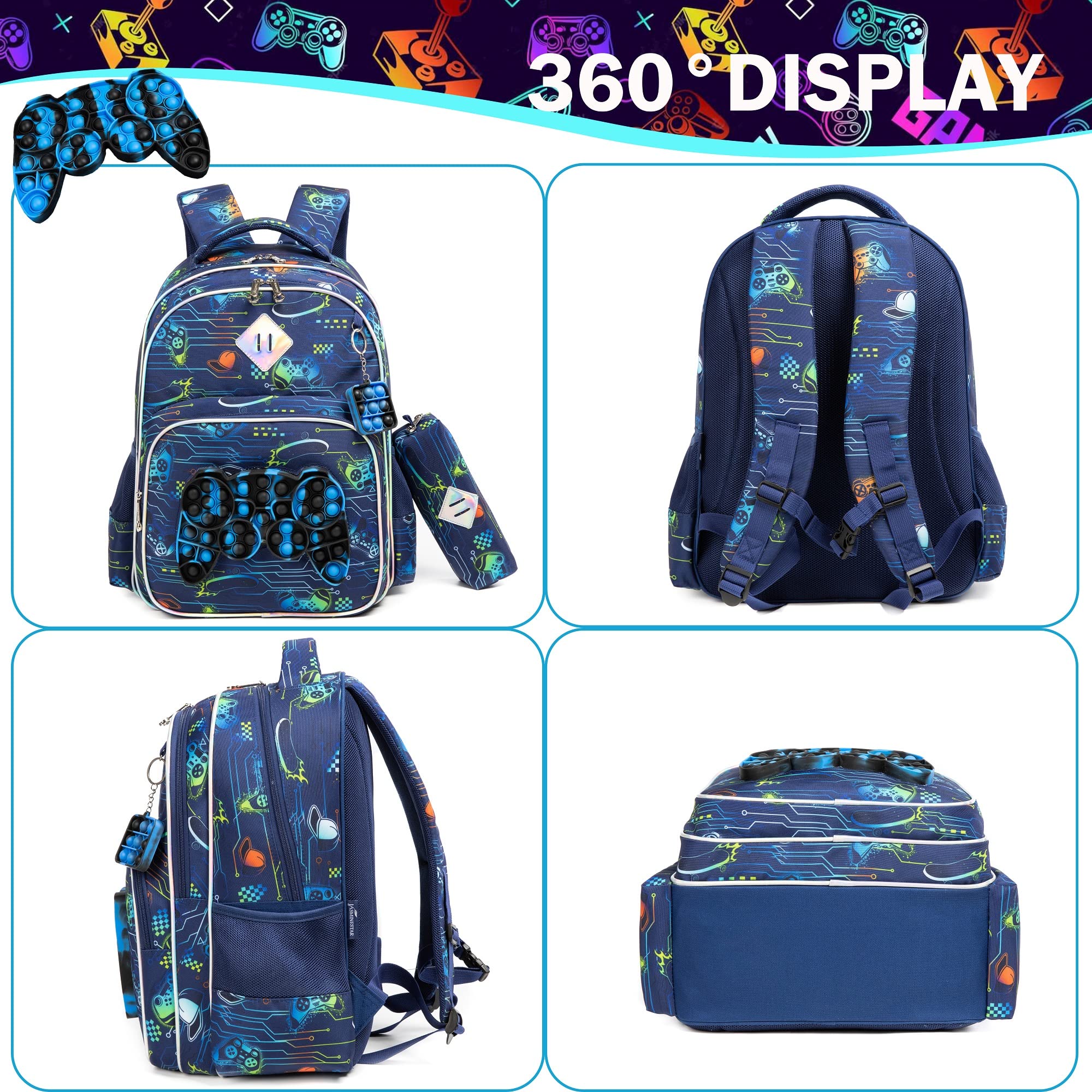 Meetbelify Backpack for Boys School Bag with Lunch Box for Elementary Kindergarten Kids Backpack Set for Boys Age 6-8