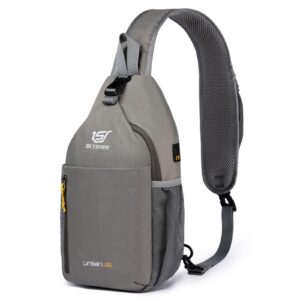 skysper sling bag crossbody backpack - chest shoulder cross body bag travel hiking casual daypack for women men(khakigrey)