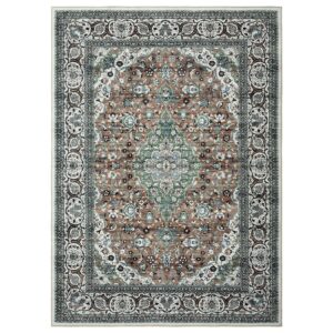 RUGSREAL 8x10 Area Rug Oriental Medallion Living Room Rug Machine Washable Throw Rug Stain & Water Resistant Washable Rug Non-Shedding Indoor Floor Cover for Bedroom Dining Room, Green, 8x10 Feet