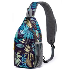 SKYSPER Sling Bag Crossbody Backpack - Chest Shoulder Cross Body Bag Travel Hiking Casual Daypack for Women Men(Leaf)