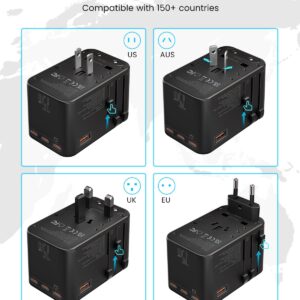 Universal Travel Adapter, VINTAR 75W GaN International Plug Adapter with 3 USB-C PD & 2 USB-A QC, All-in-One Travel Essentials for UK/EU/USA/AUS, Worldwide Power Adapter for Laptops Tablets Phones