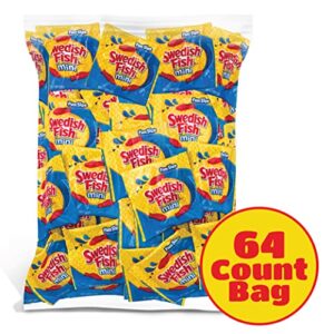 SWEDISH FISH Mini Soft and Chewy Candy Fun Size, Individually Wrapped Packs, 64 Count Bulk