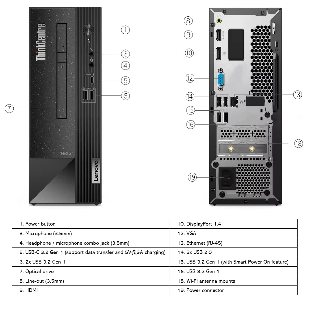 VCI Lenovo ThinkCentre Neo 50s SFF, Intel (6 Core) i5-12400, 8GB RAM, 256GB SSD NVMe, Windows 10 Pro, DVD-Writer, Wi-Fi 6 AX200 (Gig+), Desktop Computer