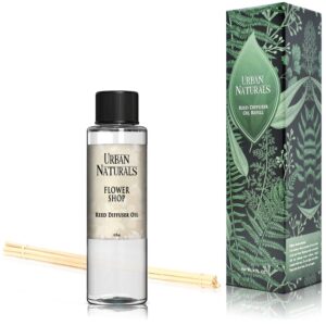 Urban Naturals Flower Shop Scented Oil Reed Diffuser Refill with Free Set of Reed Sticks! Violets, Daisies, Hyacinth & Rose Fragrance Notes