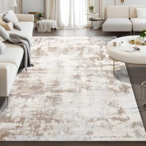 Area Rug Living Room Rugs: 3x5 Indoor Soft Fluffy Rug Abstract Carpet for Bedroom Kitchen Dining Room Floor Washable Plush Throw Small Accent Rug Home Office Nursery Decor - Beige