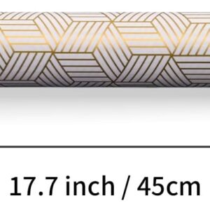 AUCLAY Reversible Wrapping Paper for Birthday Christmas Wedding Baby Shower Holiday - Gold Foil Stripe and Geometric Design - All Occasion Gift Wrap Paper Roll, 17.7 Inch X 33 Feet