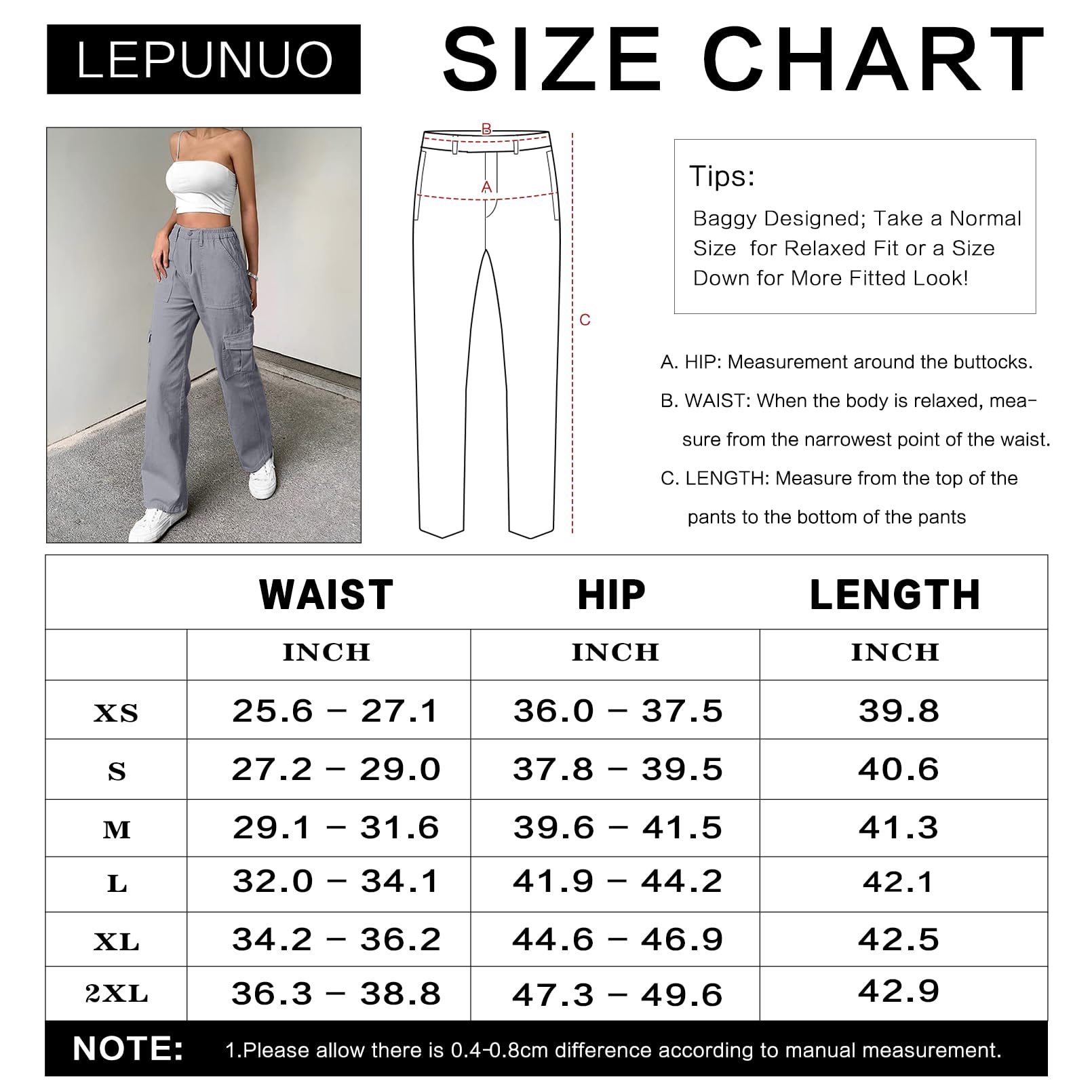 Womens Baggy Cargo Pants y2k Jeans Parachute Pants Teen Girls Wide Leg Trousers Trendy Clothes Hiking Pants Blue Grey