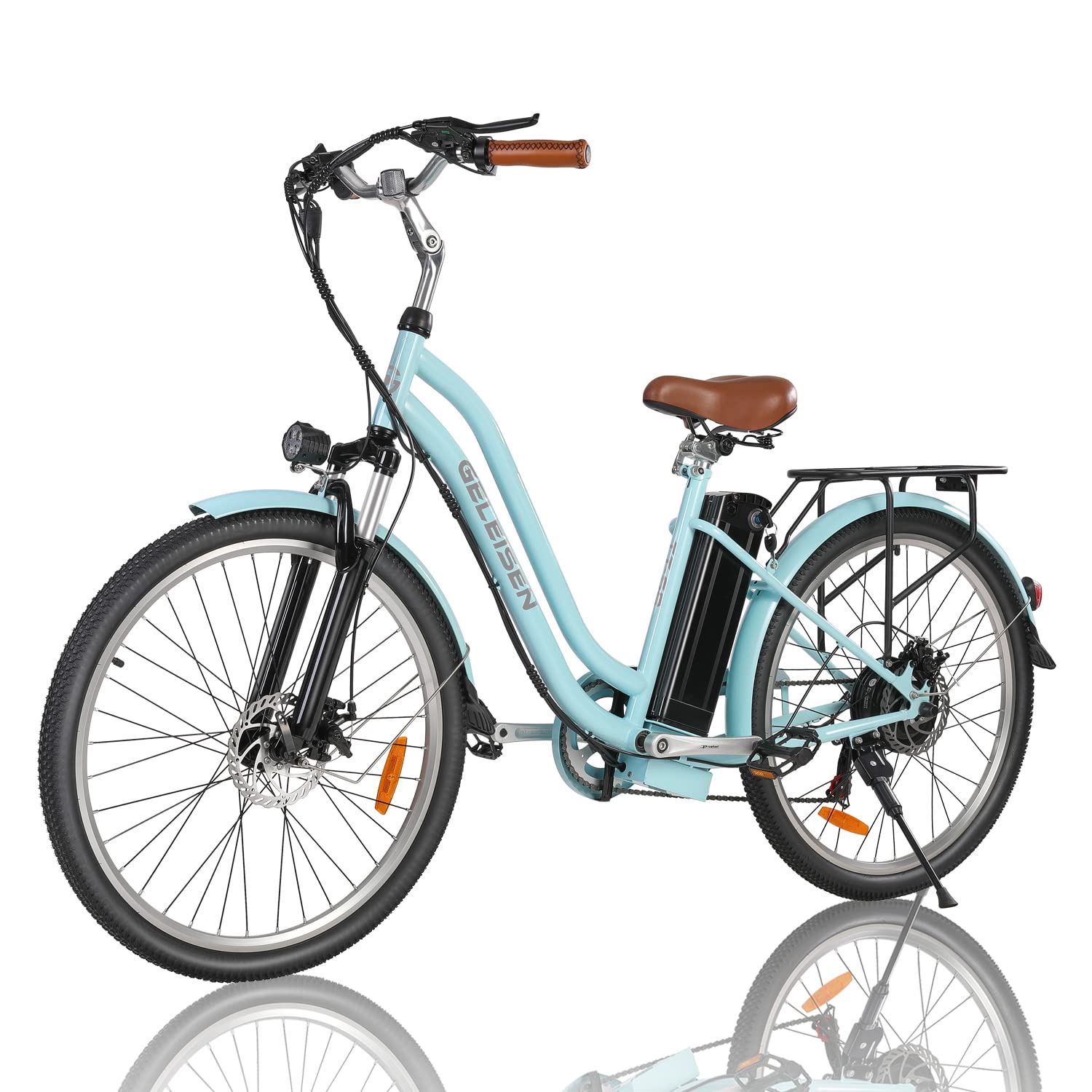 GELEISEN Electric Bike for Adults, 26" Ebikes, Peak 750W Electric Cruiser Bike with 48V 14.5Ah/11.6Ah Removable Battery, 25Mph Electric Bicycle w/ 7-Speed & Front Suspension(Fits for 5'2"-6'5")