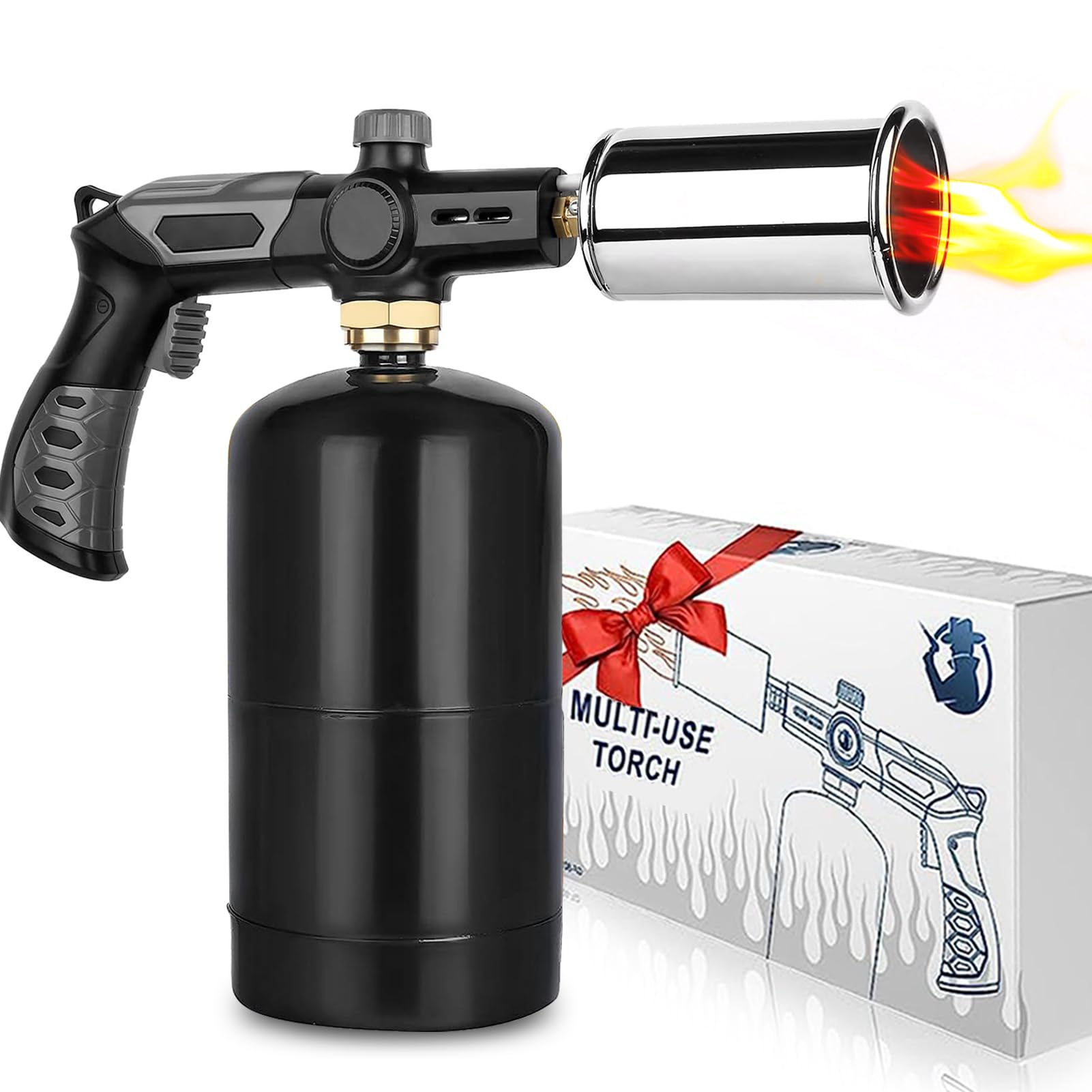 Powerful Grill & Cooking Torch, BBQ Torch Propane, Kitchen Blow Torch Gun, Grill Torch Fire Gun Culinary Kitchen Grilling Tool Adjustable Flamethrower Fire Gun for Searing Steak & Creme Brulee, BBQ