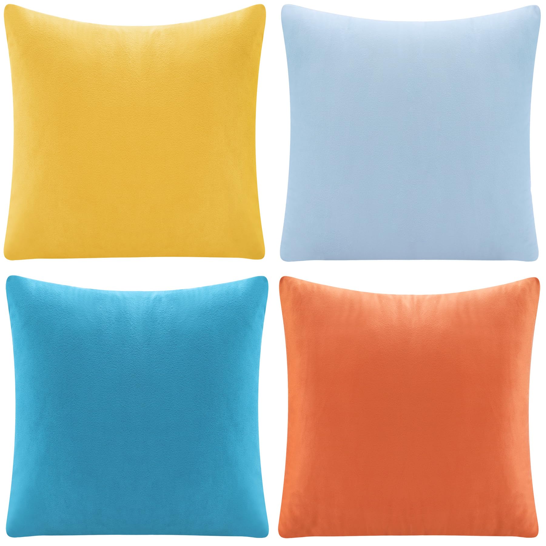 Mercijzyasang 4PCS Velvet Throw Pillow Covers 18x18 Decorative Solid Velvet Soft Square Pillow Cover Couch Pillow Case Pillowcase for Sofa Patio Cushions Living Room Bed Bedding, Orange mix4