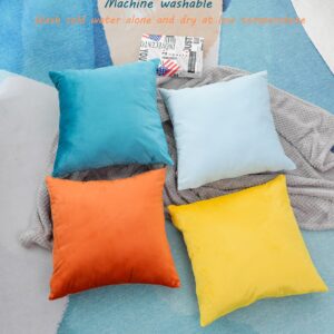 Mercijzyasang 4PCS Velvet Throw Pillow Covers 18x18 Decorative Solid Velvet Soft Square Pillow Cover Couch Pillow Case Pillowcase for Sofa Patio Cushions Living Room Bed Bedding, Orange mix4