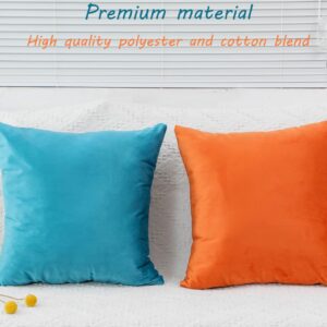 Mercijzyasang 4PCS Velvet Throw Pillow Covers 18x18 Decorative Solid Velvet Soft Square Pillow Cover Couch Pillow Case Pillowcase for Sofa Patio Cushions Living Room Bed Bedding, Orange mix4