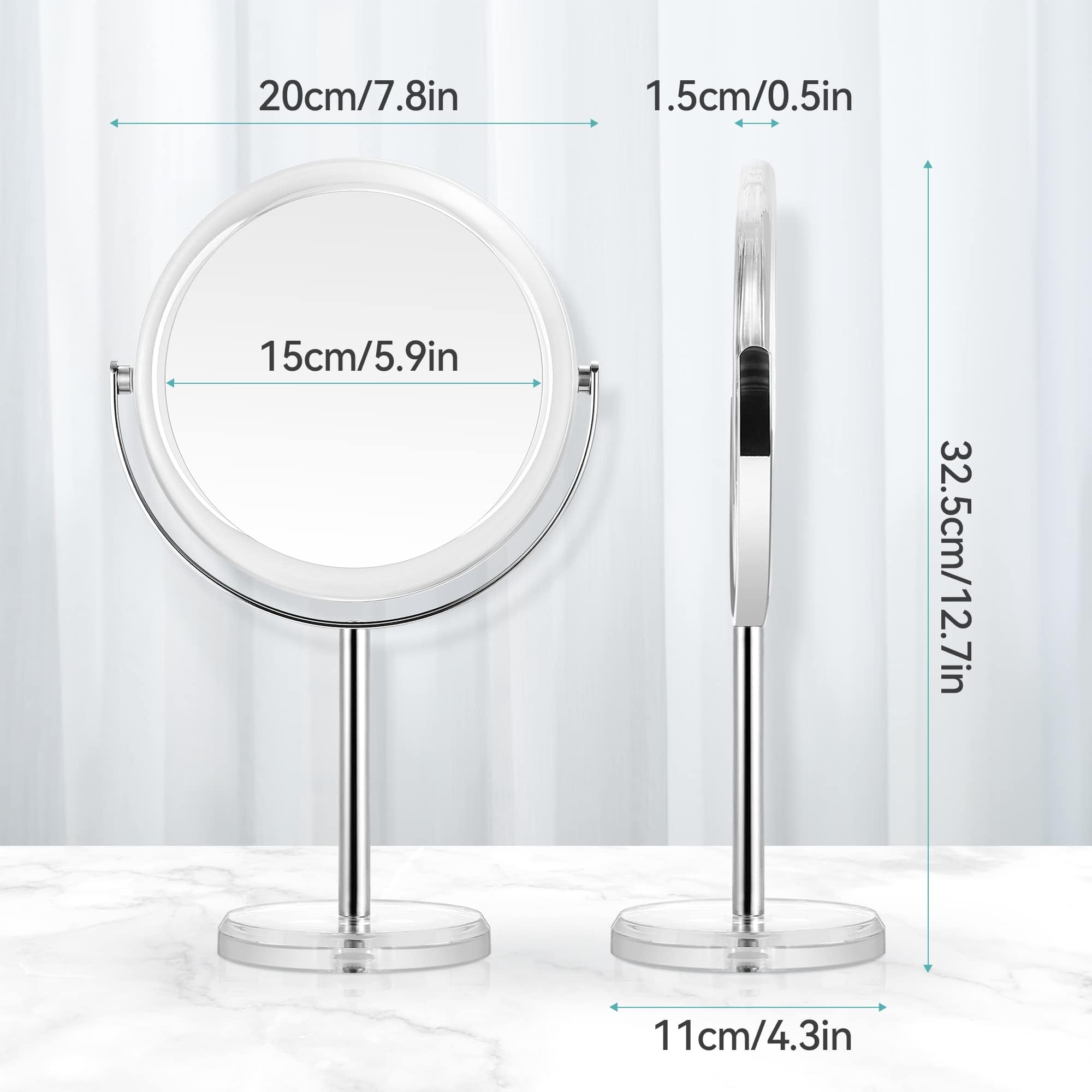 MIYADIVA 20X Magnifying Makeup Mirror,Double Sided 1X & 20X Magnifying Mirror with Stand,Tabletop Magnified Vanity Mirror with 360°Rotation for Bathroom or Bedroom 8 Inch