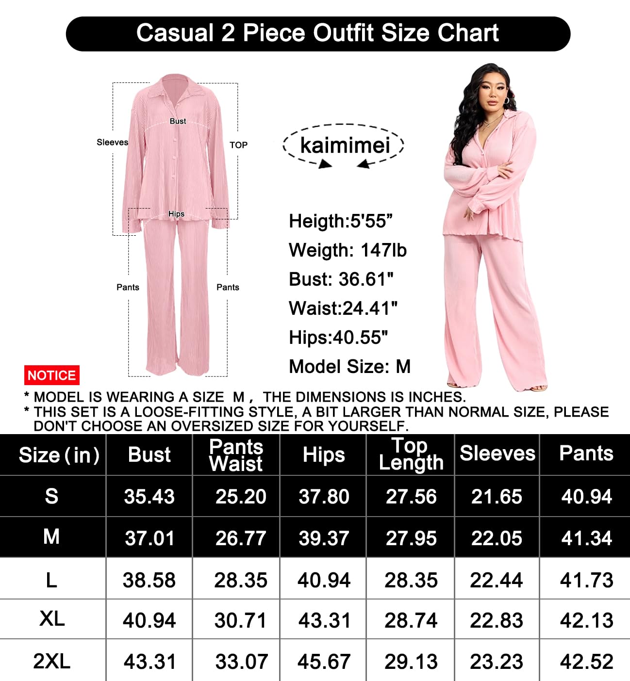 kaimimei Casual 2 Piece Outfit for Women - Linen Long Sleeve Button Down Shirt + Flare Pleated Wide Leg Pants Sets Streetwear