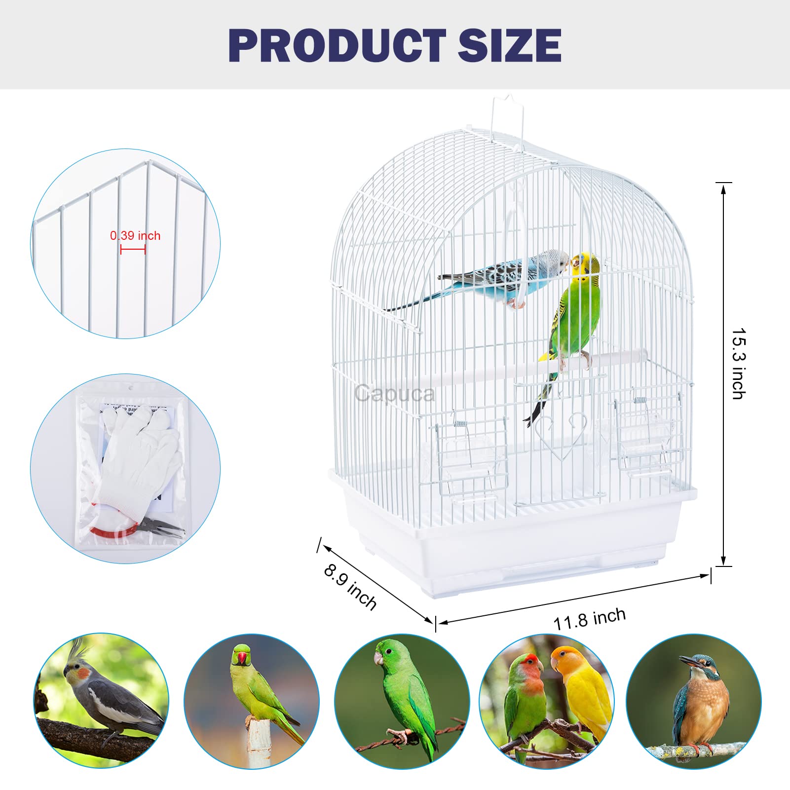 Capuca Small Bird Travel Cage - Lightweight Small Birds Starter Kit with Birdcages and Accessories Great for Parakeets Lovebirds Parrotlets Finches Canaries