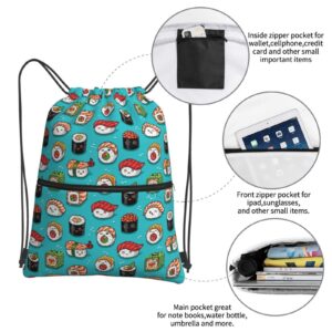 Famame Funny Food Sushi Drawstring Backpack String Bag Sackpack For Gym Shopping Beach Sport Yoga