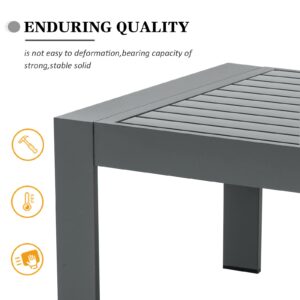 LayinSun Aluminum Outdoor Patio Coffee Table Modern Rectangle All-Aluminum End Table with Metal Frame