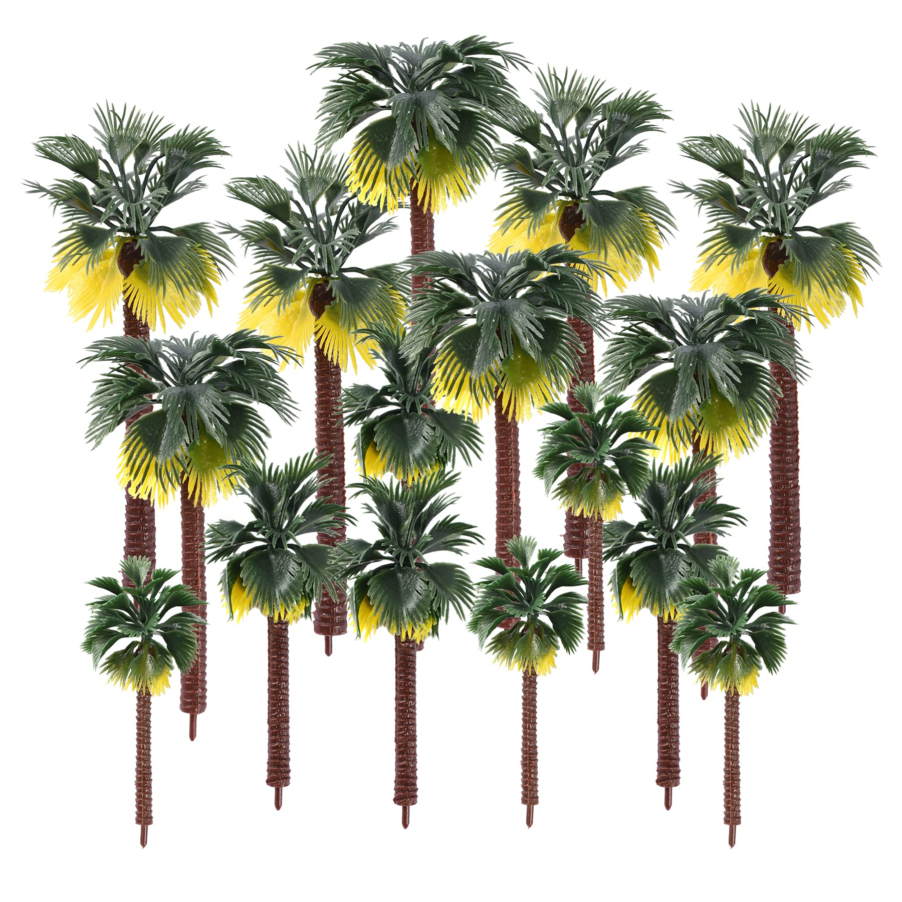 HUIANER Palm Tree Model Trees, Miniature Palm Trees Mixed 4 Size Fake Plastic Trees with No Stands for DIY Scenery Landscape Cake Decoration（16Pcs 2.76" - 5.9"）