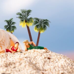 HUIANER Palm Tree Model Trees, Miniature Palm Trees Mixed 4 Size Fake Plastic Trees with No Stands for DIY Scenery Landscape Cake Decoration（16Pcs 2.76" - 5.9"）