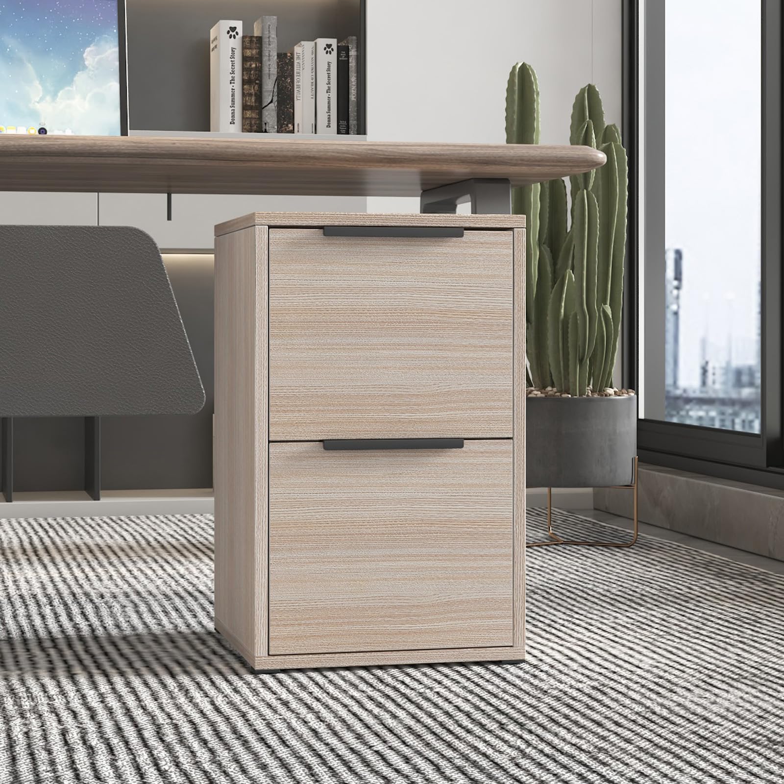 2 Drawer Wood File Cabinet,Vertical Wooden Storage Filing Cabinet for A4 or Letter Size,Under Desk Storage Cabinet for Home Office,Beige