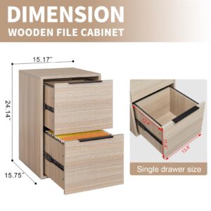 2 Drawer Wood File Cabinet,Vertical Wooden Storage Filing Cabinet for A4 or Letter Size,Under Desk Storage Cabinet for Home Office,Beige