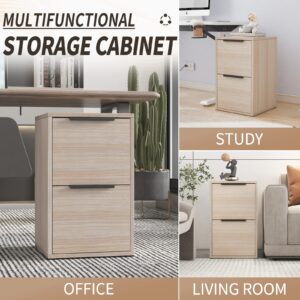 2 Drawer Wood File Cabinet,Vertical Wooden Storage Filing Cabinet for A4 or Letter Size,Under Desk Storage Cabinet for Home Office,Beige