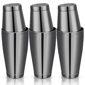 6 pcs cocktail shakers professional bar shaker boston shaker set stainless steel martini shaker drink mixer basic tool weighted shake metal can cocktail shaker set, 18 oz, 28 oz (black)