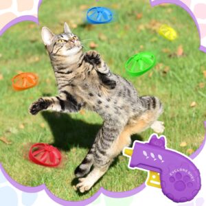 Sumind 18 Pieces Cat Fetch Tracking Interactive Toys with 5 Colors Flying Propellers for Indoor PET Cat Kitty Training Chasing (Purple, Cat)