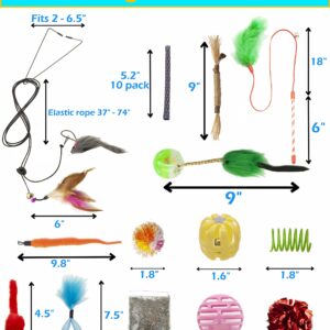 Fashion's Talk Cat Toys 50 Pcs for Indoor Cats,Interactive Door Hanging Mice Feather Toy Cat Spring Toy Cat Wand Catnip Crinkle Balls Silvervine Sticks Balls Kitten Toys Bulk