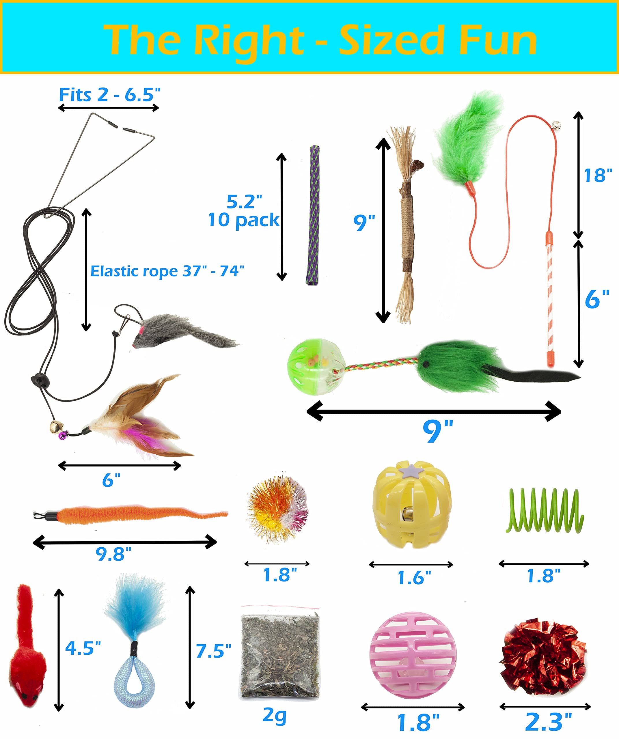 Fashion's Talk Cat Toys 50 Pcs for Indoor Cats,Interactive Door Hanging Mice Feather Toy Cat Spring Toy Cat Wand Catnip Crinkle Balls Silvervine Sticks Balls Kitten Toys Bulk