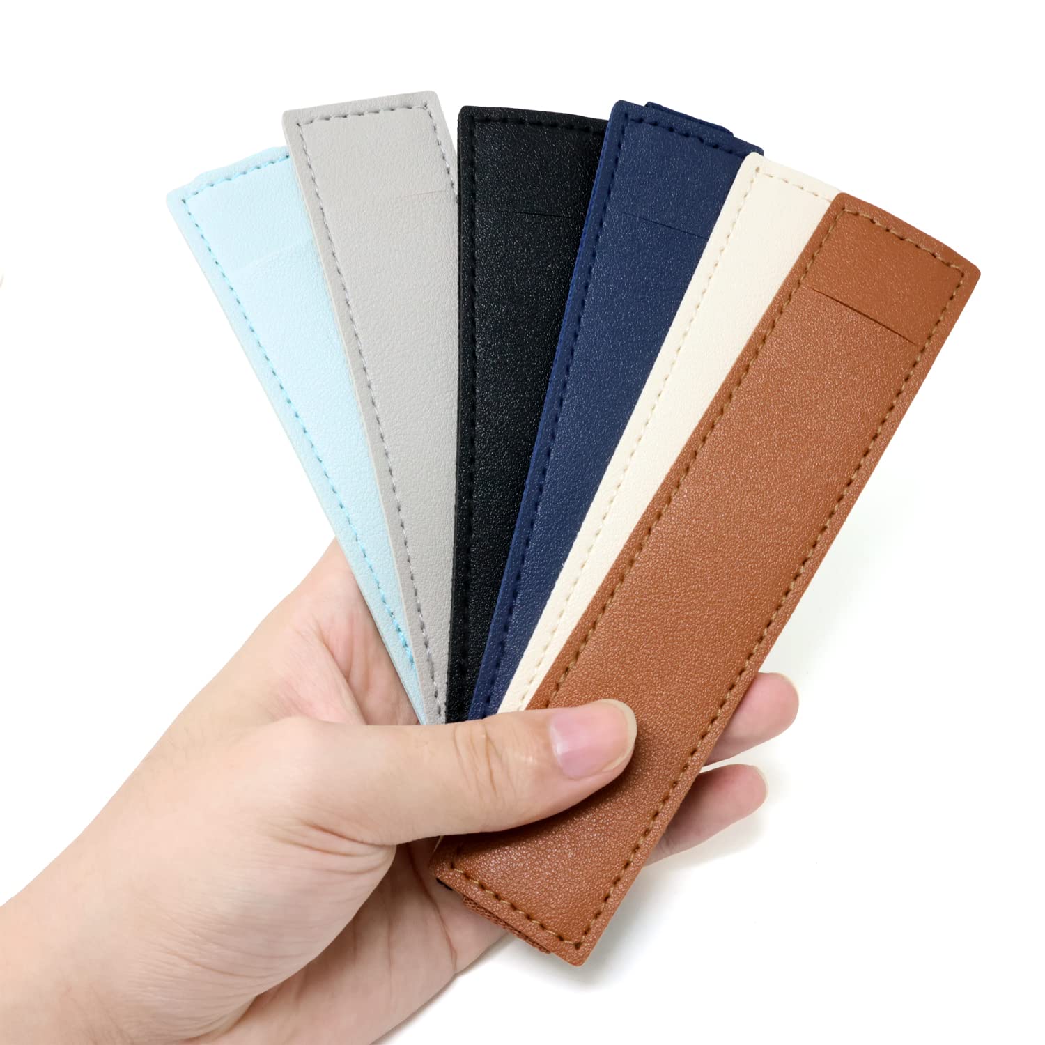 Honbay 6PCS Elastic Band Pen Holder PU Leather Pen Sleeve Pouch Journal Pencil Holder for Notebook Planners Binders and Books (6 Color)