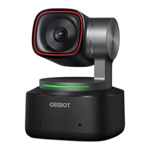 OBSBOT Tiny 2 Webcam 4K Voice Control PTZ, AI Tracking Multi-Mode & Auto Focus, Web Camera with 1/1.5" Sensor, Gesture Control, 60 FPS, HDR Light Correction, Webcam for PC, Streaming, Meeting, etc.