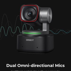 OBSBOT Tiny 2 Webcam 4K Voice Control PTZ, AI Tracking Multi-Mode & Auto Focus, Web Camera with 1/1.5" Sensor, Gesture Control, 60 FPS, HDR Light Correction, Webcam for PC, Streaming, Meeting, etc.