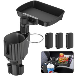 vondior 2023 upgraded car cup holder expander tray, 4-in-1 detachable tray table with phone holder, dual cup holder compatible with yeti/hydro flask, road trip essentials car accessories