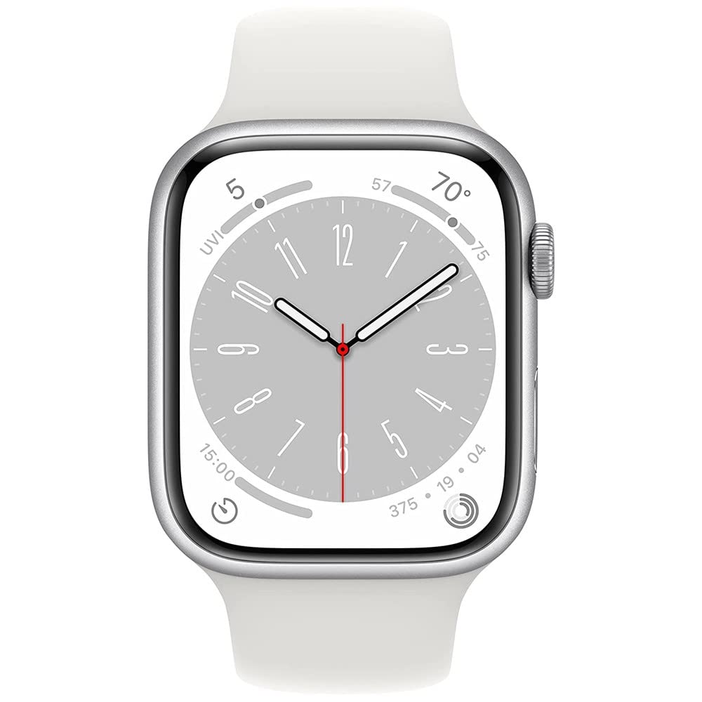 Apple Watch Series 8 (41MM, GPS) - Silver Aluminum Case with White Sport Band (Renewed Premium)