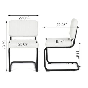 Homebeez Armless Dining Chairs Modern Accent Chairs,Upholstered Side Chairs with Black Metal Legs Set of 2, for Dining Room, Living Room, Kitchen,White