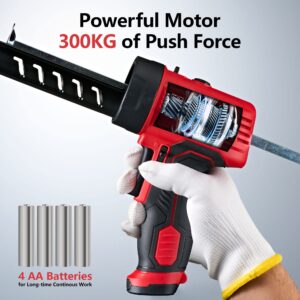 MARSOSAUR Caulk Gun, Electric Dripless Caulking Gun with 300KG Thrust, Cordless Silicone Tool Gun with Constant Flow Tech, Lightweight 10oz Caulk Guns with LED Light