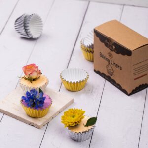 Bake Choice Non-Stick 400pcs Gold Mini Cupcake Liners for baking, Mini Size Foil muffin liners Cupcake Wrappers, Christmas Cupcake Liners for Christmas Decorations