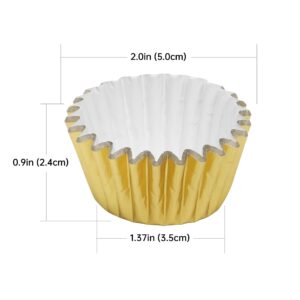 Bake Choice Non-Stick 400pcs Gold Mini Cupcake Liners for baking, Mini Size Foil muffin liners Cupcake Wrappers, Christmas Cupcake Liners for Christmas Decorations