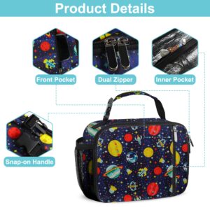 esouler Lunch Box Kids Insulated Lunch Bag for Boys & Girls Durable Children Lunchbox for School with Water Bottle Holder-Space