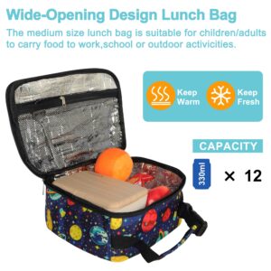 esouler Lunch Box Kids Insulated Lunch Bag for Boys & Girls Durable Children Lunchbox for School with Water Bottle Holder-Space