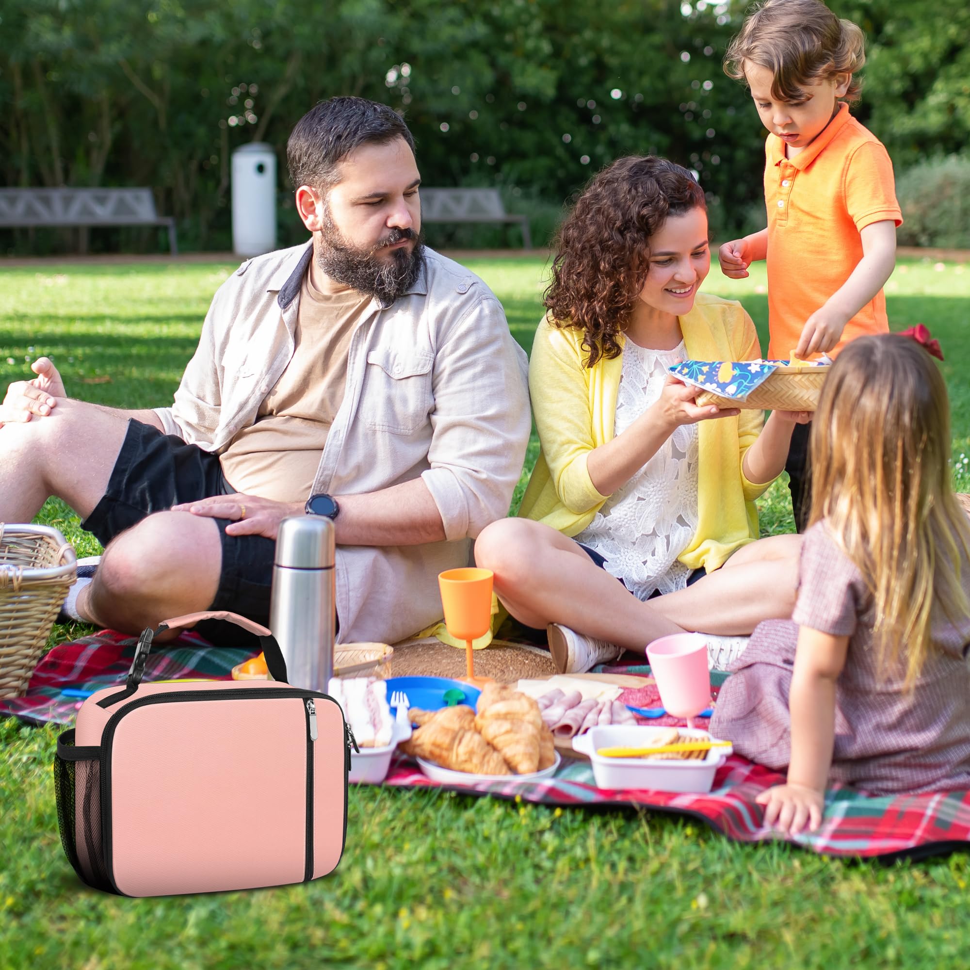 esouler Lunch Box Kids Insulated Lunch Bag for Boys & Girls Durable Children Lunchbox for School with Water Bottle Holder-Pink