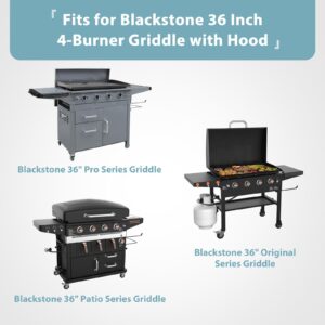 Griddle Cover for Blackstone 36 Inch Griddle with Hood, Heavy Duty Waterproof 5482 Premium Flat Top Gas Grill Cover with Large Air Vent and Click-close Straps, Black