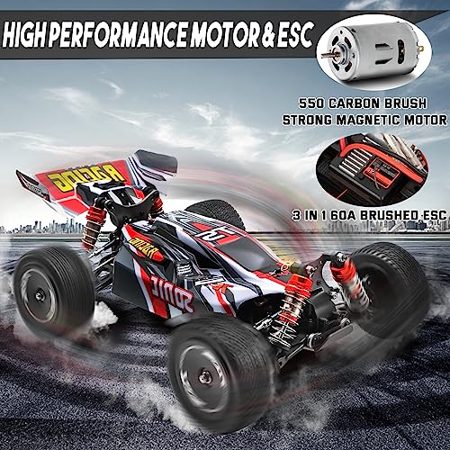 LFOLUSU 1:14 Fast RC Cars for Adults, Max 60KM/H Hobby Electric RC Trucks Hobby Remote Control Car 4X4 All Terrain Off-Road Racing Buggy Two Batterie Waterproof Truck Boy Girl Adults Toy Cars for Gift