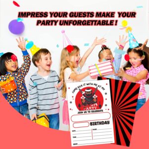 haipino Karate Ninjas Birthday Invitations, Ninja Birthday Party Invitation Cards for Kids Girls Boys Adults, Ninja Birthday Party Decorations -(20 Sets 4" x 6" Cards with Envelopes) - JY551