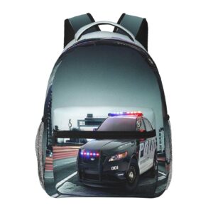 Backpack City Police Car Travel Laptop Backpacks College Ruckasck Daypack School Bag for Boys Girls Teenager Men Women