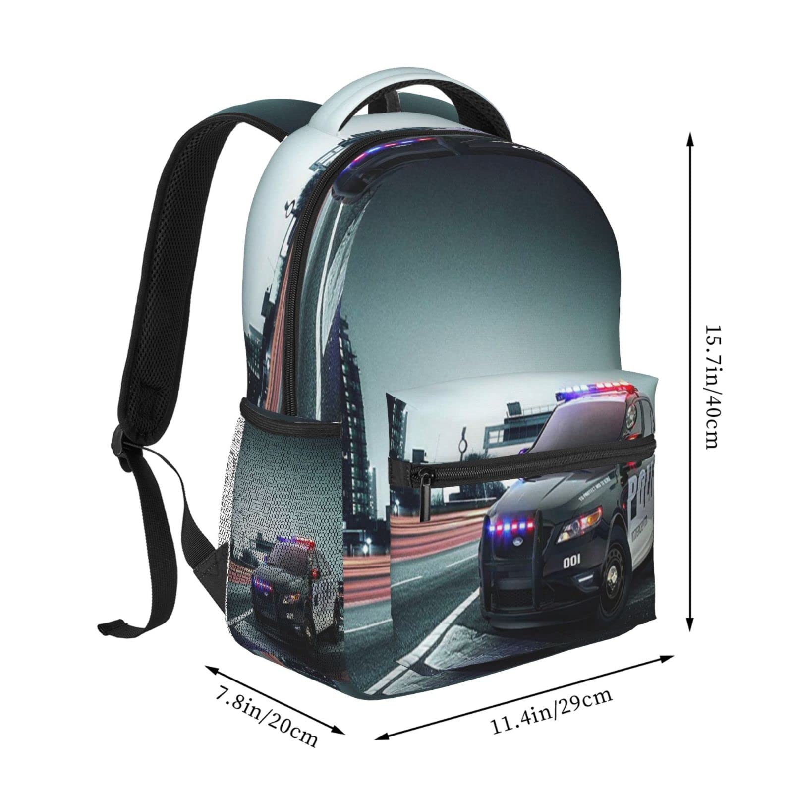 Backpack City Police Car Travel Laptop Backpacks College Ruckasck Daypack School Bag for Boys Girls Teenager Men Women