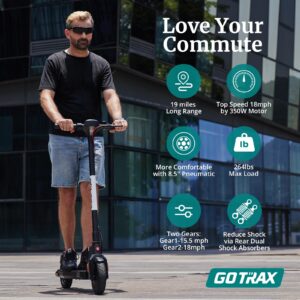 Gotrax APEX MAX Electric Scooter, 8.5" Pneumatic Tires, Max 19 Mile and 18Mph 350W Motor with Rear Single Shock, Bright Headlight and Taillight and Cruise Control, Foldable Escooter for Adult