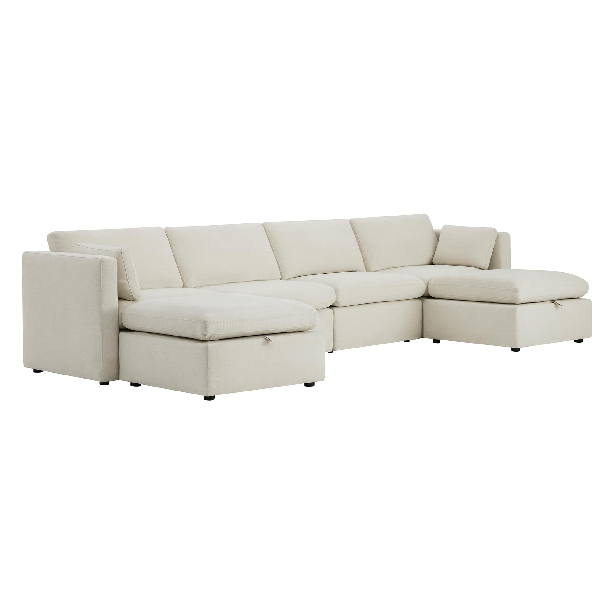 CHITA Oversized Modular Sectional Fabric Sofa Set, FSC Certified Extra Large U Shaped Couch Reversible Chaise Modular Sectional Couch, 146 inch Width, 6 Seat Modular Sofa with Storage Ottomans, Linen